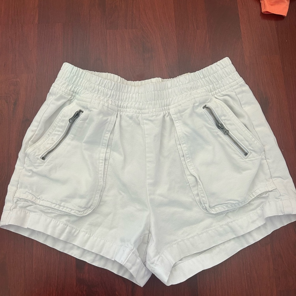 Aerie White Cargo Shorts Relaxed Fit Elastic Waist